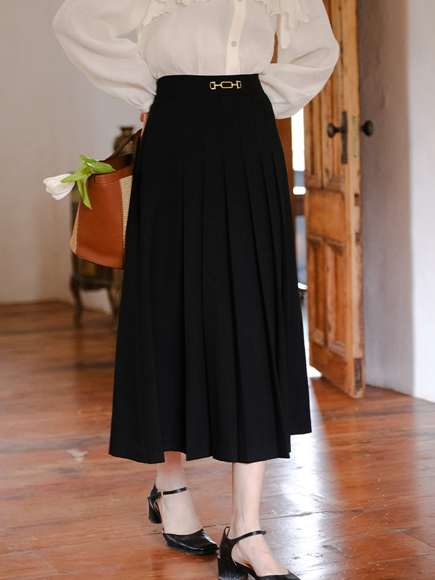 lady high waist pleated skirt