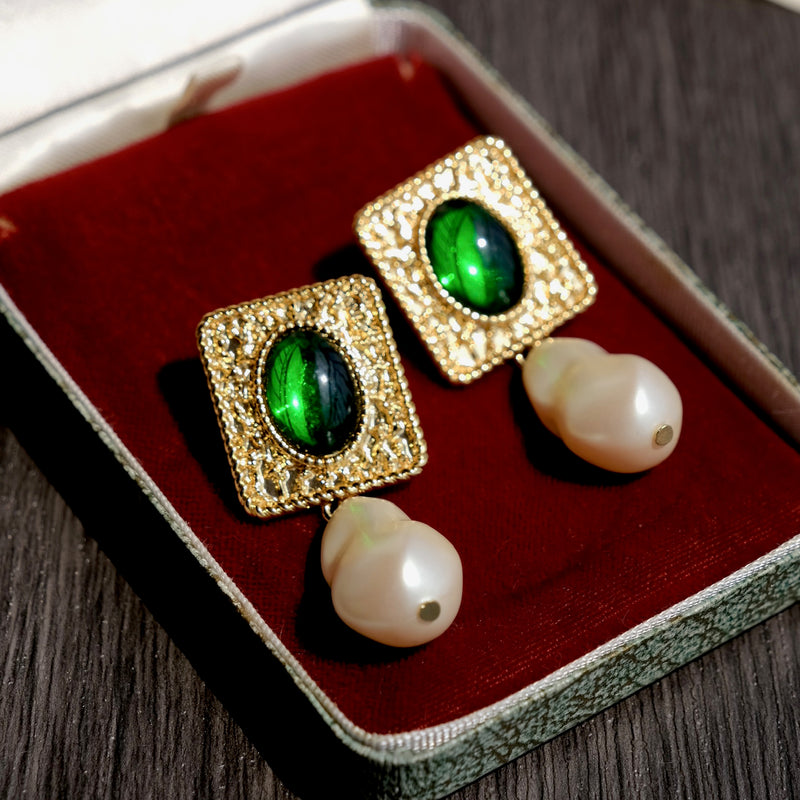 jade and pearl earrings