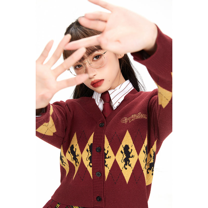 Magic school diamond pattern knit cardigan