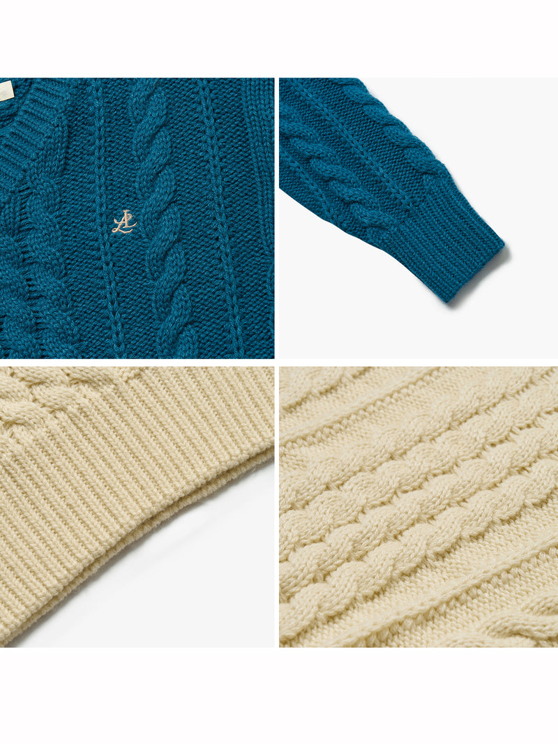 Aran embroidery knit sweater
