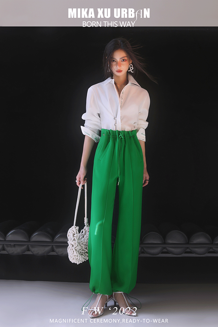 Summer Green High Waist Casual Pants