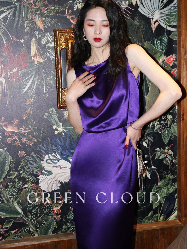 Genuine purple lady elegant dress