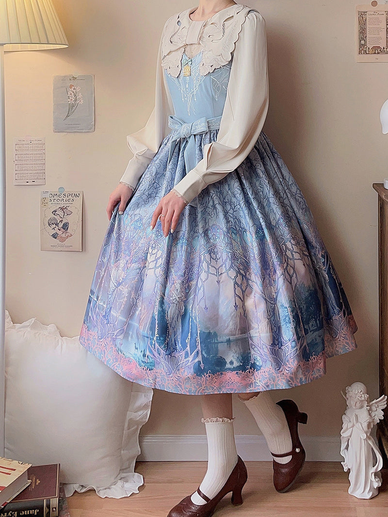 Scandinavian lakeside pattern jumper skirt [scheduled to be shipped from early April to late June 2023]