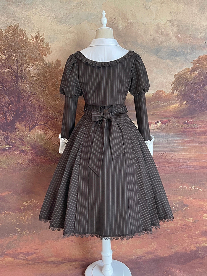 Dark Brown Literary Classic Dress [Scheduled to be shipped in mid-April 2023]