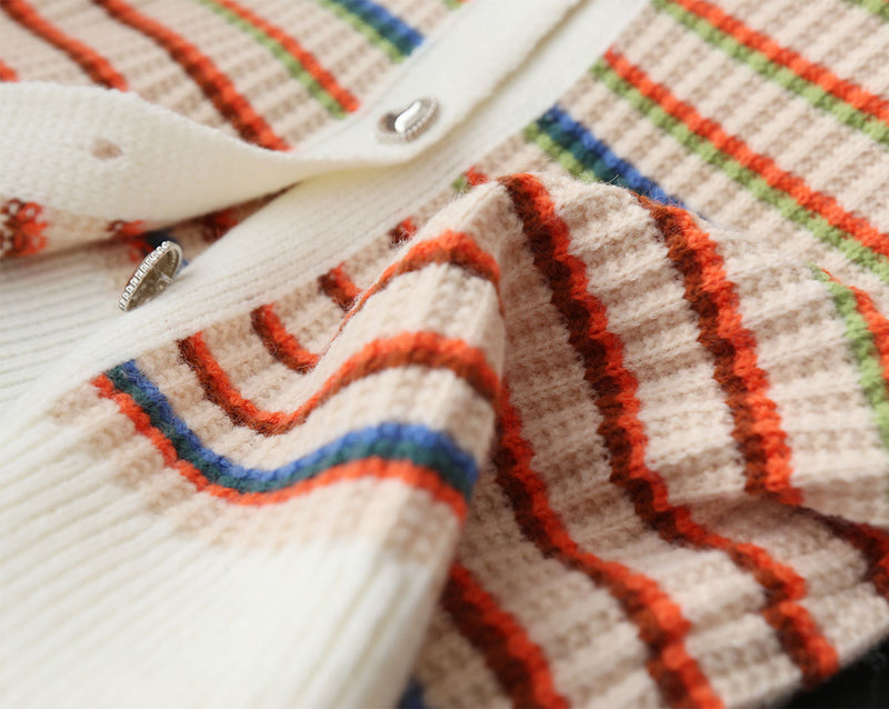 Rainbow Striped Knit Cardigan