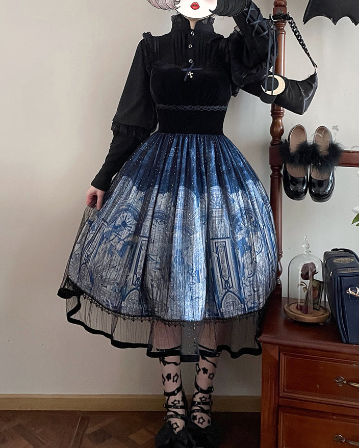 Temple of the Apocalypse Pattern Jumper Skirt [Planned to be shipped from late April to early May 2023]