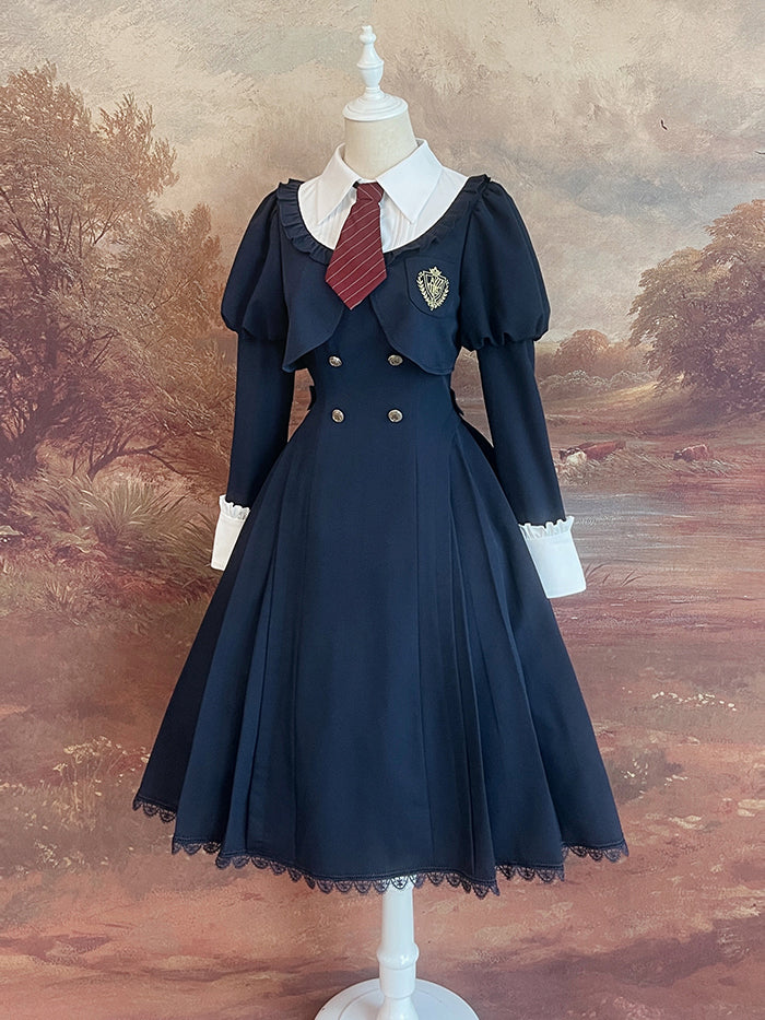 Navy blue literary classical dress [scheduled to be shipped in mid-April 2023]