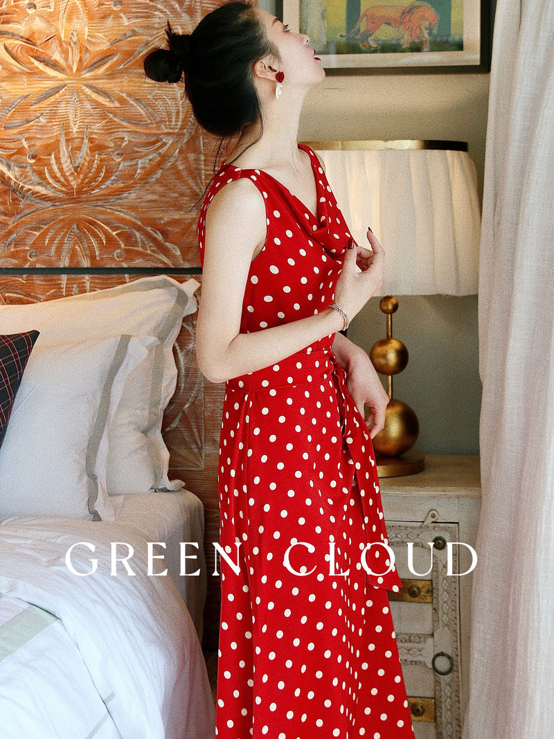 Red Polka Dot Pattern Retro Dress