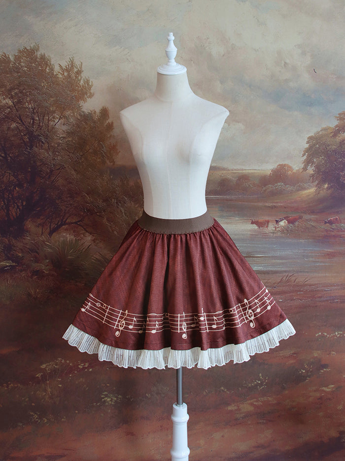 Top and musical note pattern skirt