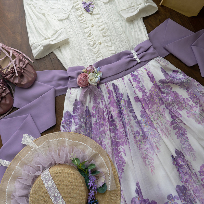 紫藤の花群集エレガントスカート