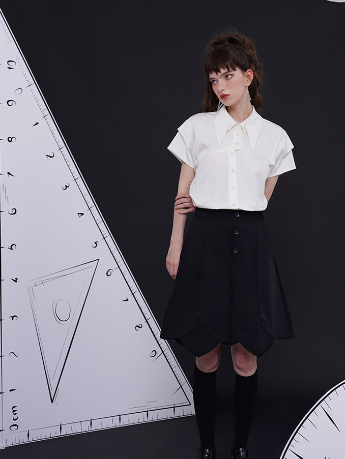Geometric blouse with origami collar