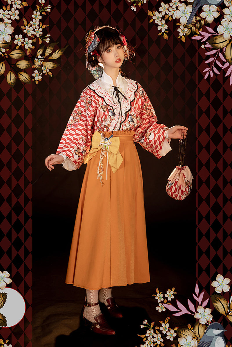 Classic pattern haori of Taisho romantic flowers and birds