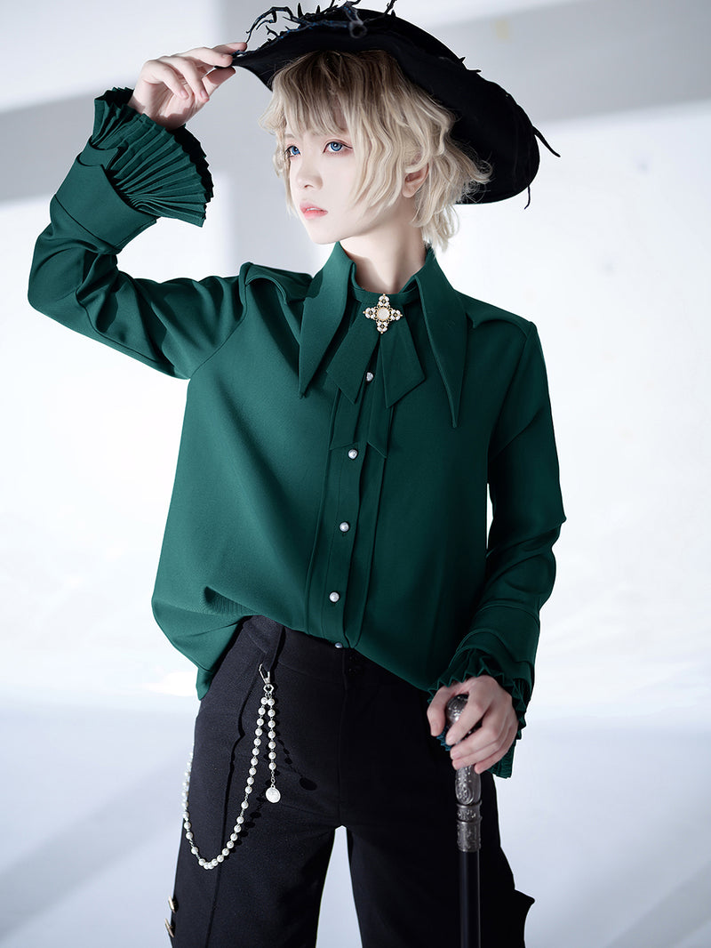 green knight gothic blouse and bow tie