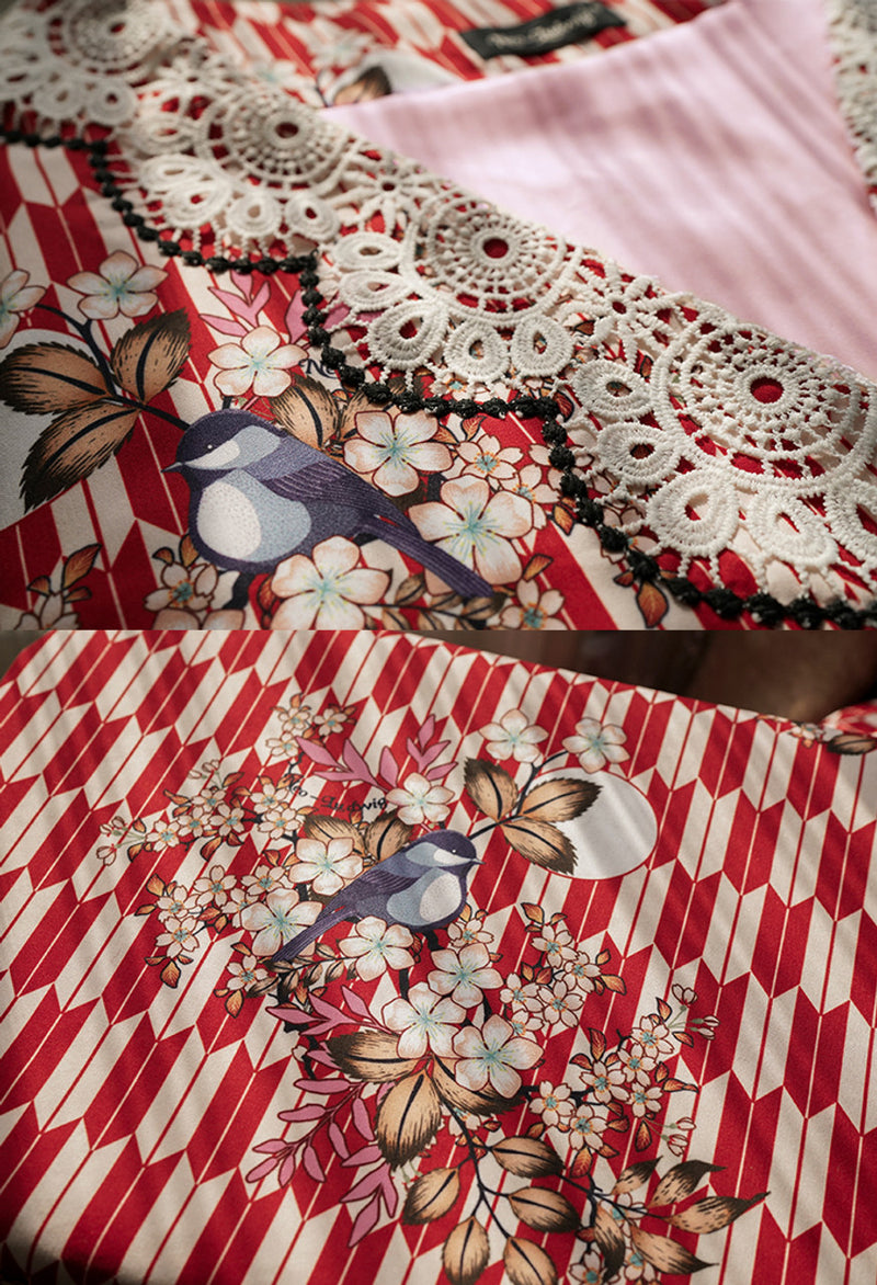 Classic pattern haori of Taisho romantic flowers and birds