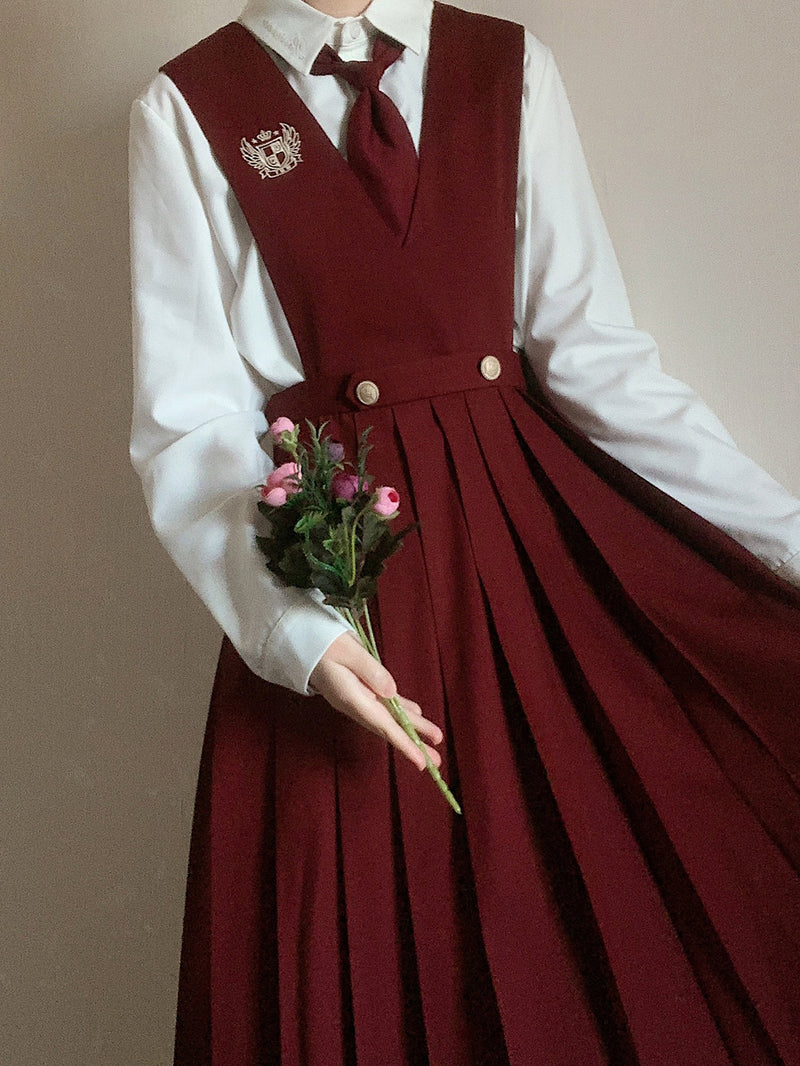 深紅の文学少女クラシカルジャンパースカートとショートジャケットとブラウス