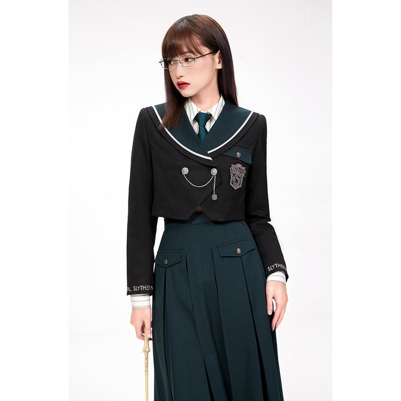 Magic school literary embroidery pleated skirt