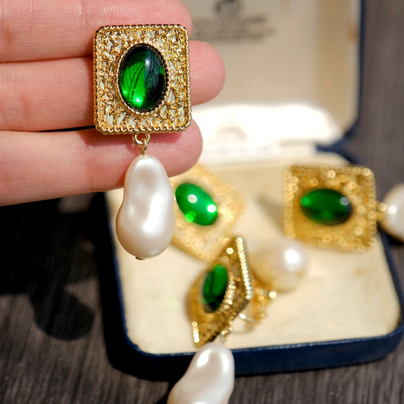 jade and pearl earrings