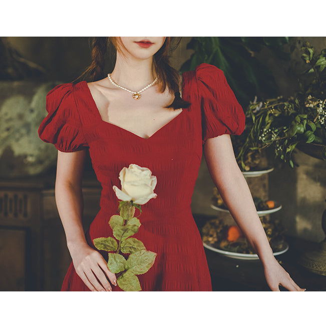 深紅の薔薇色レトロワンピース – ManusMachina
