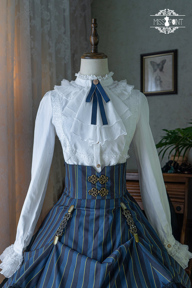 Embroidered frilled blouse of British lady