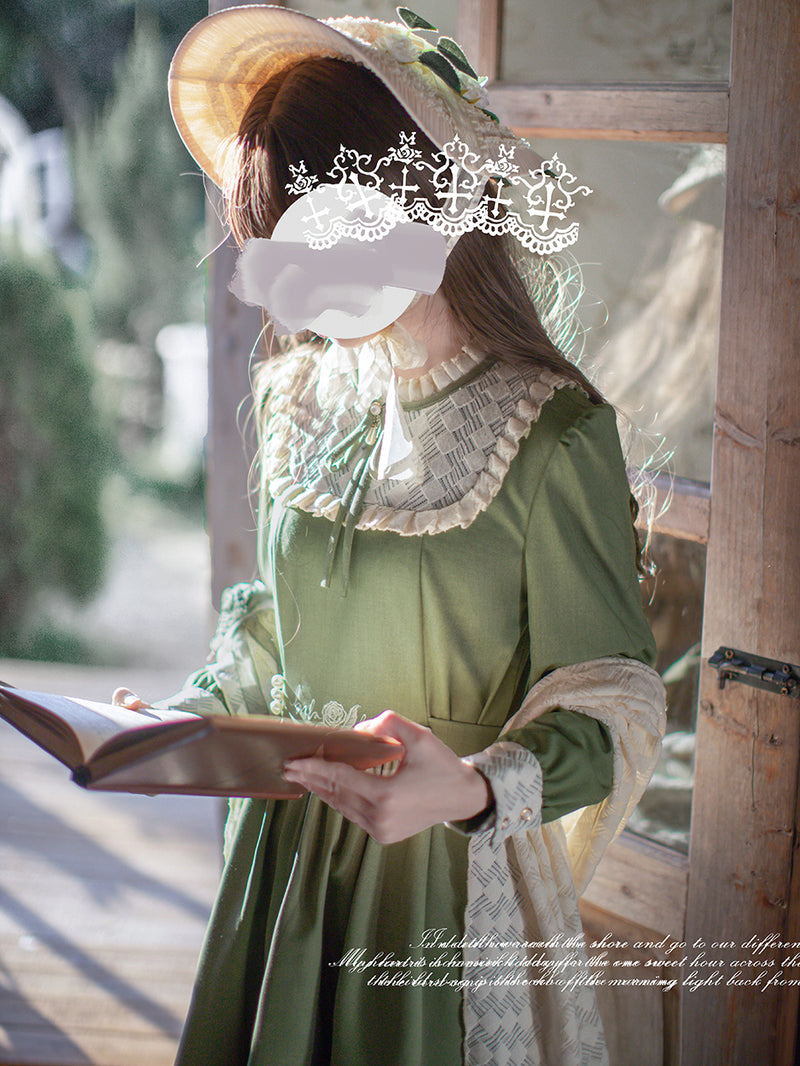 Light green lady's literary dress and shawl