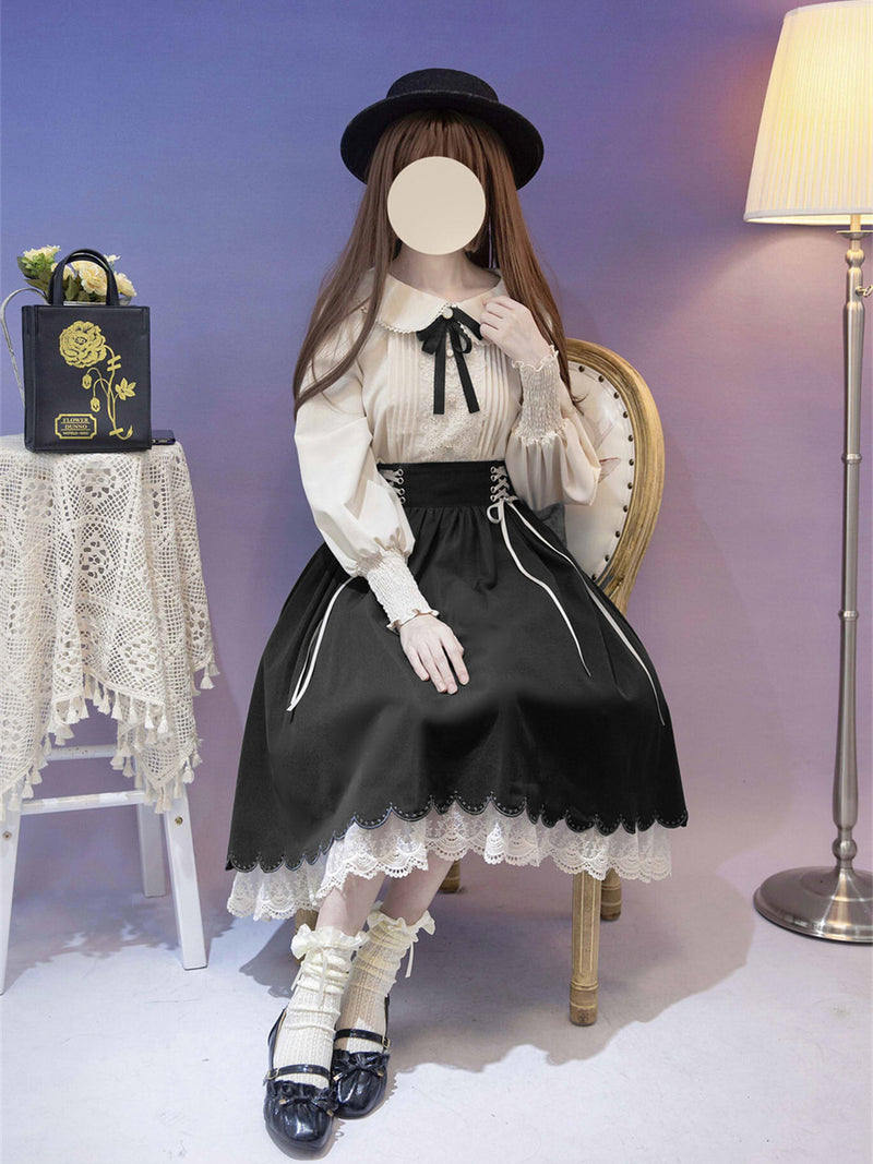 Jet black embroidered corset skirt