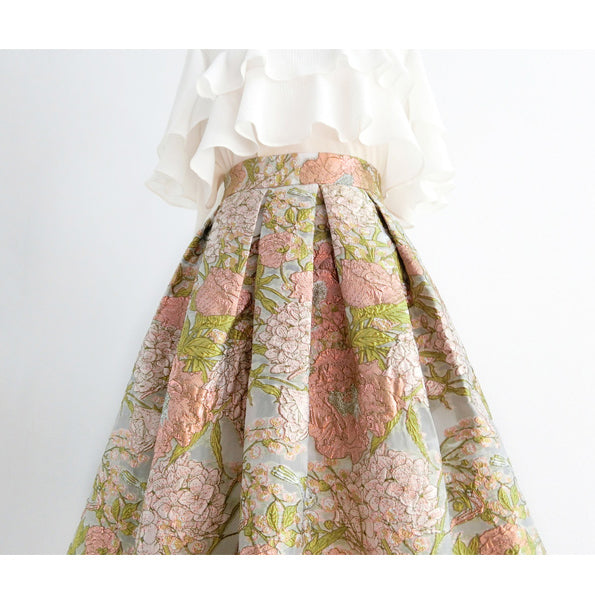 Light Cherry Blossom Crowd Hepburn Skirt