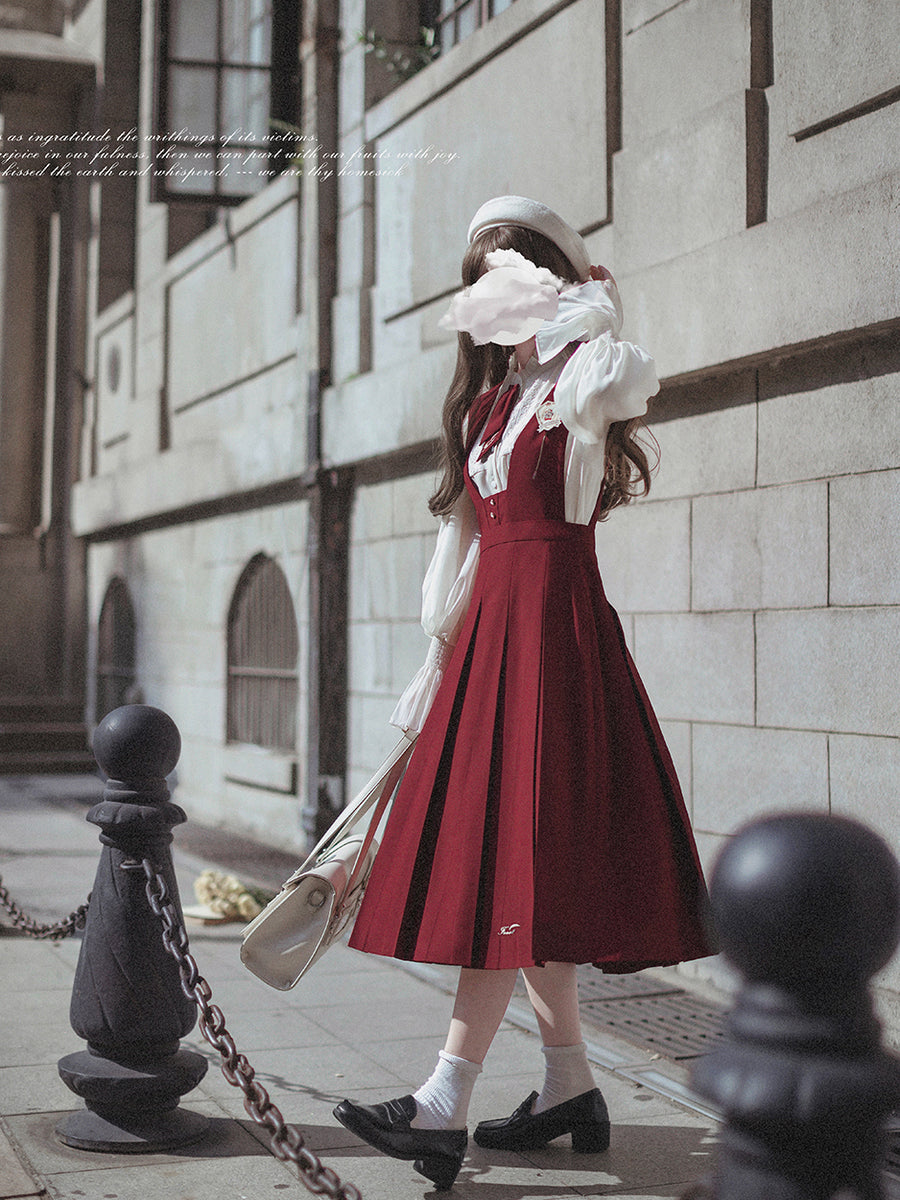葡萄酒の文学少女ジャンパースカートとブラウス – ManusMachina