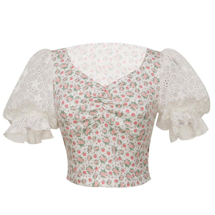 peony flower crowd french blouse