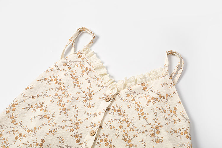 Torinoko-colored floral strap dress