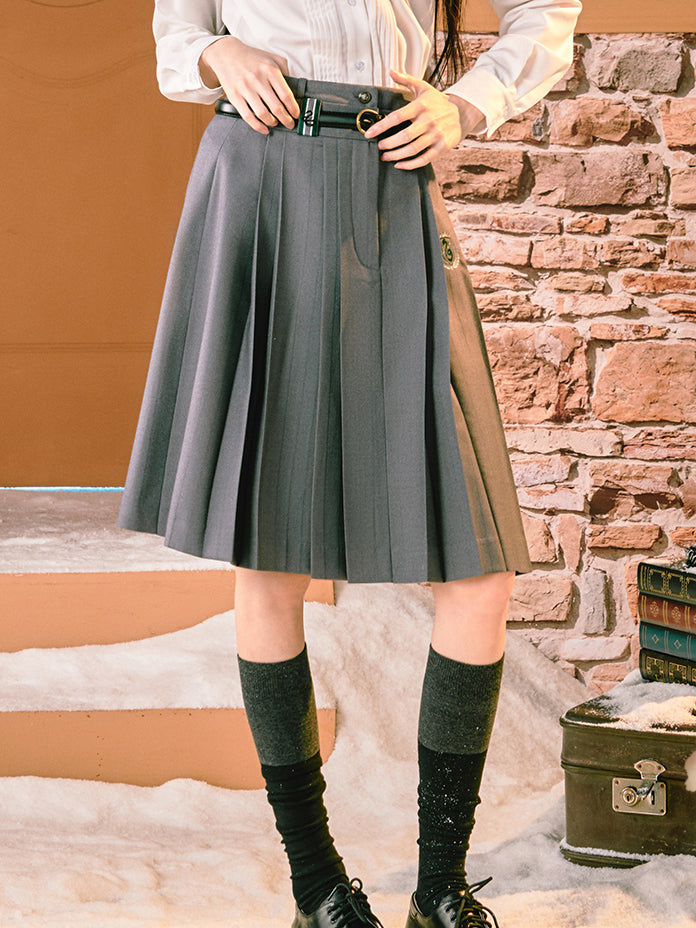 Magic School Embroidered Pleated Skirt
