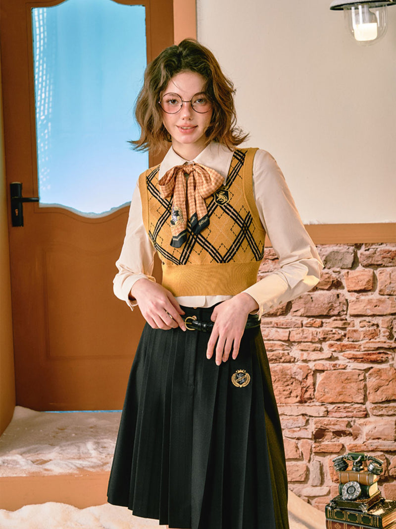 Magic School Embroidered Pleated Skirt