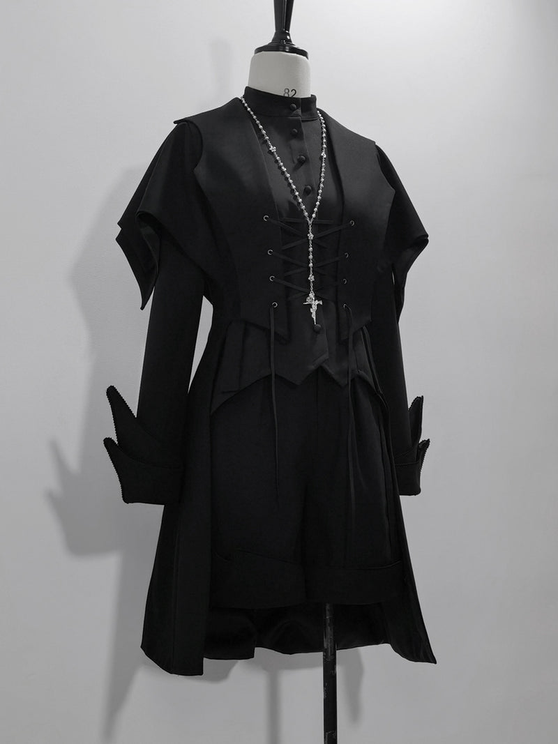 Black Knight Braided Gothic Long Vest [Planned to be shipped in early May 2023]