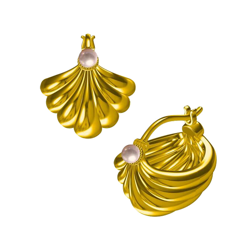 Sold at Auction: 14k Yellow Gold Shell Earrings