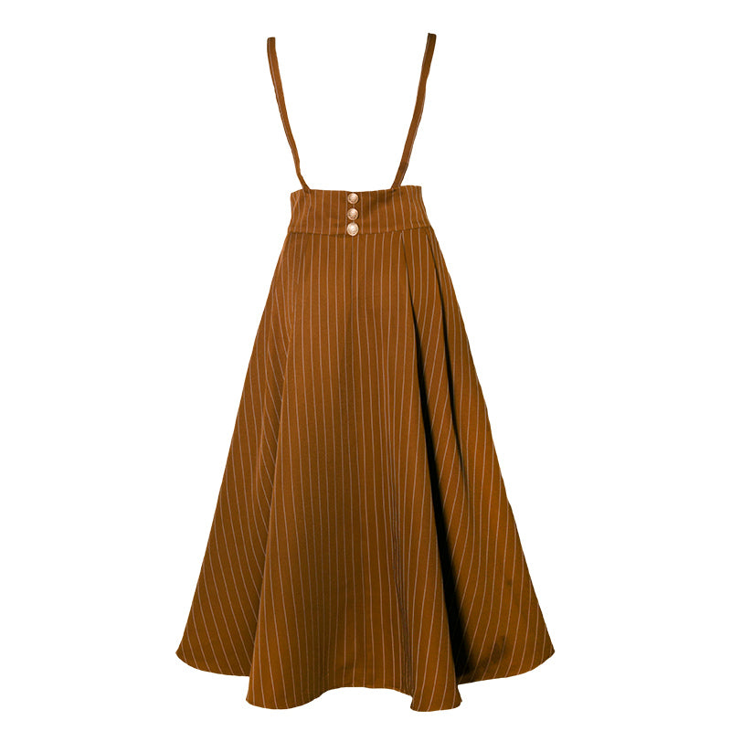 English lady's vertical striped strap skirt