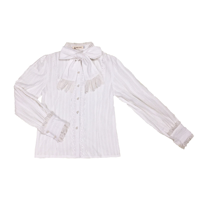 Little girl's embroidery frill ribbon blouse