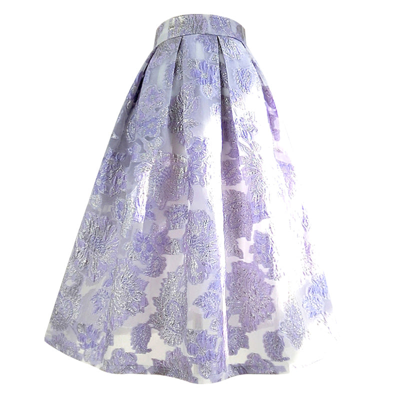 wisteria purple flower crowd hepburn skirt – ManusMachina