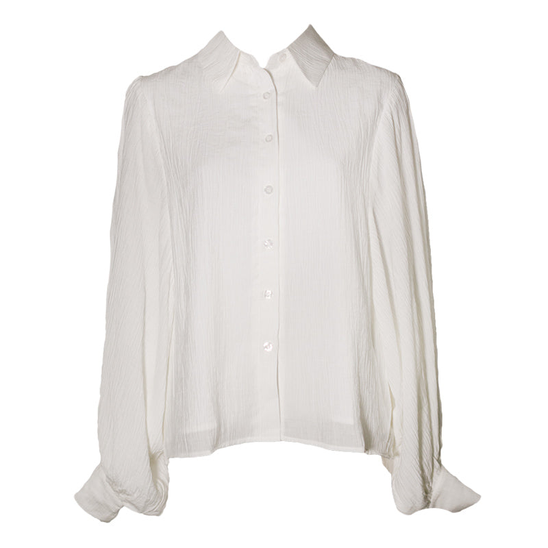 Pure white lady's retro blouse