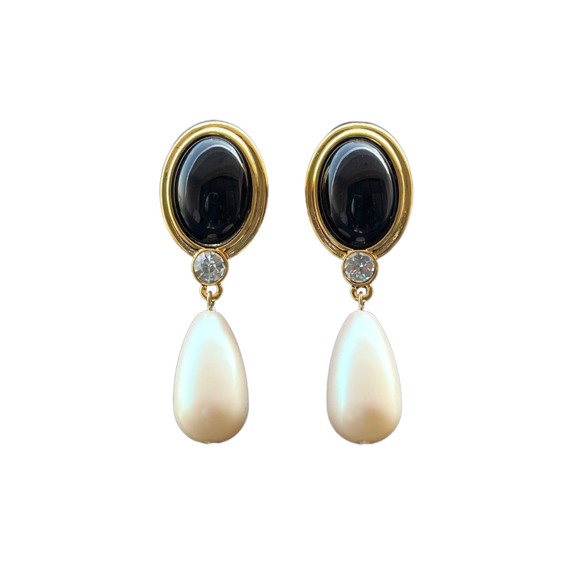 Black lapis lazuli drop earrings